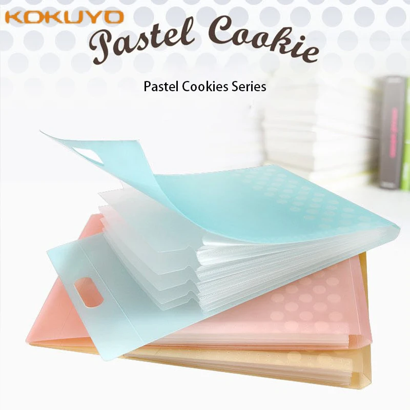 Japan KOKUYO Portable Organ Bag Folder Light Color Cookies Vertical Large-capacity A4 Multi-layer Portable Storage Bag