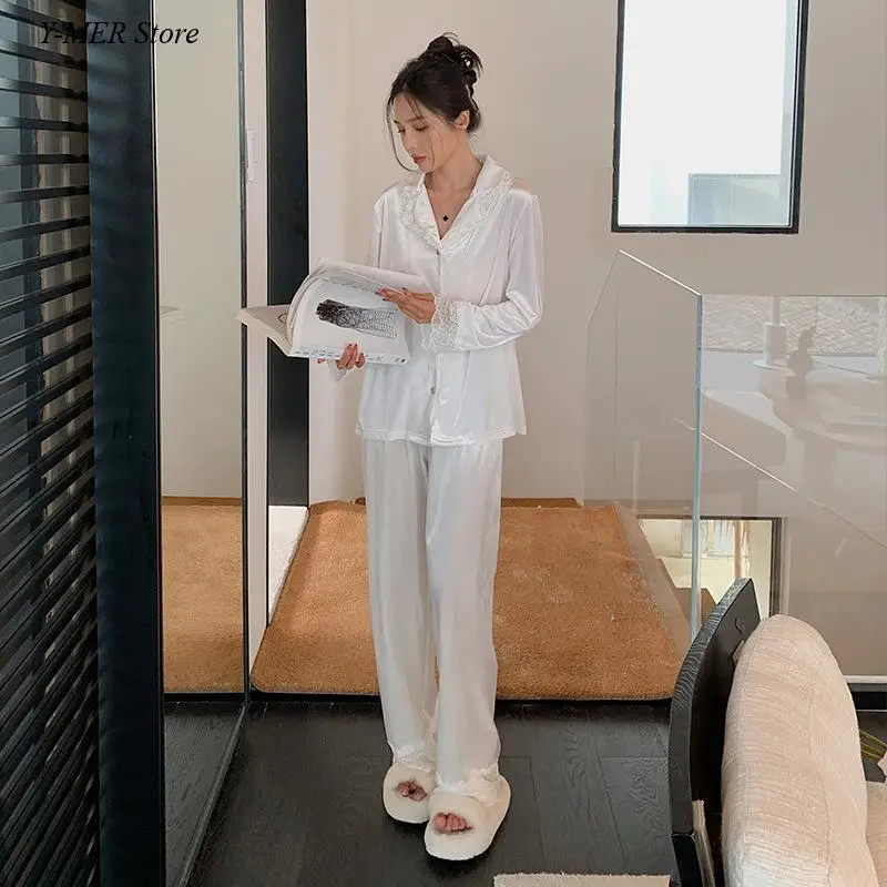 Белый пижамный костюм невесты осенне-зимняя свадебная домашняя одежда женская