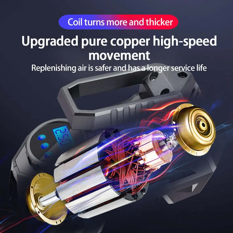 

Портативный воздушный компрессор, насос для накачки шин, 12 В постоянного тока, 150psi, с цифровым манометром