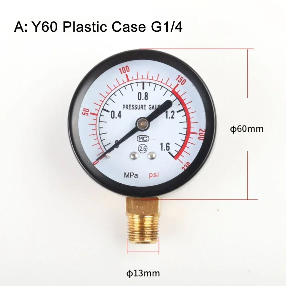 Манометр Y60 0-1 6 МПа 0-230PSI Фильтр для бассейна воды воздушного компрессора Детали
