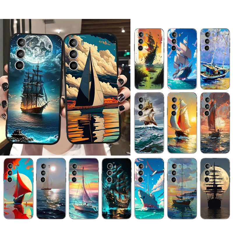 

Sailing Boat Phone Case for Moto G72 G13 G32 G53 G41 G31 G23 G22 G60 G52 G100 G200 GStylus G30 G10 G20 G50 G Pure