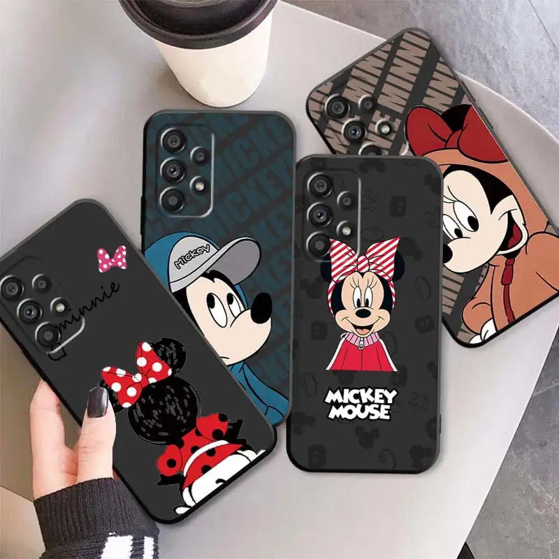 

Fashion Couple Mickey Minnie Black Phone Case For Samsung A73 A72 A71 A53 A52 A51 A42 A34 A33 A32 A23 A22 A21 A13 A04 A03 5G
