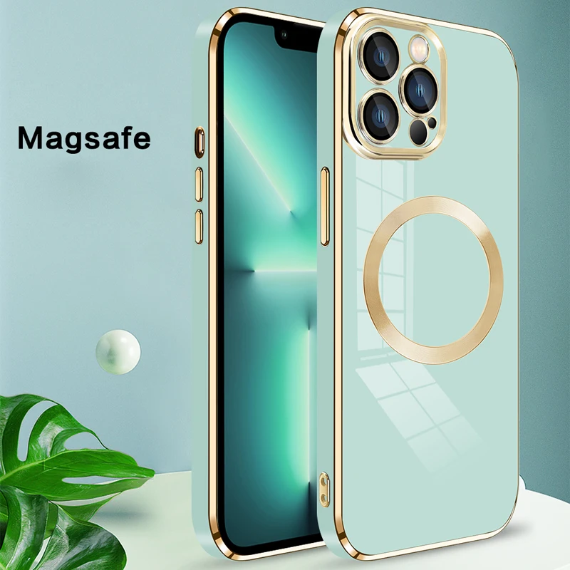 

Wireless Charging Electroplating TPU Case For iPhone 13 Pro Max 13 Mini Magsafe Magnetic Cover Plating Case for iphone13 Pro Max