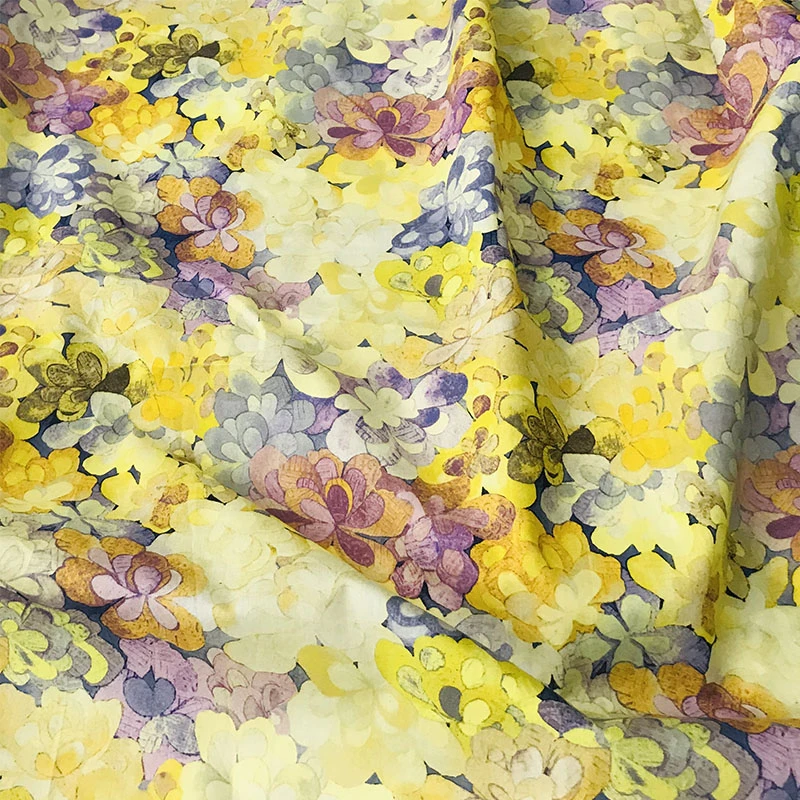 

Yellow High Quality 80S Tissun liberty Cotton Poplin Fabric For Kids Baby Sewing Cloth Dresses Skirt DIY Meter Designer Fabric