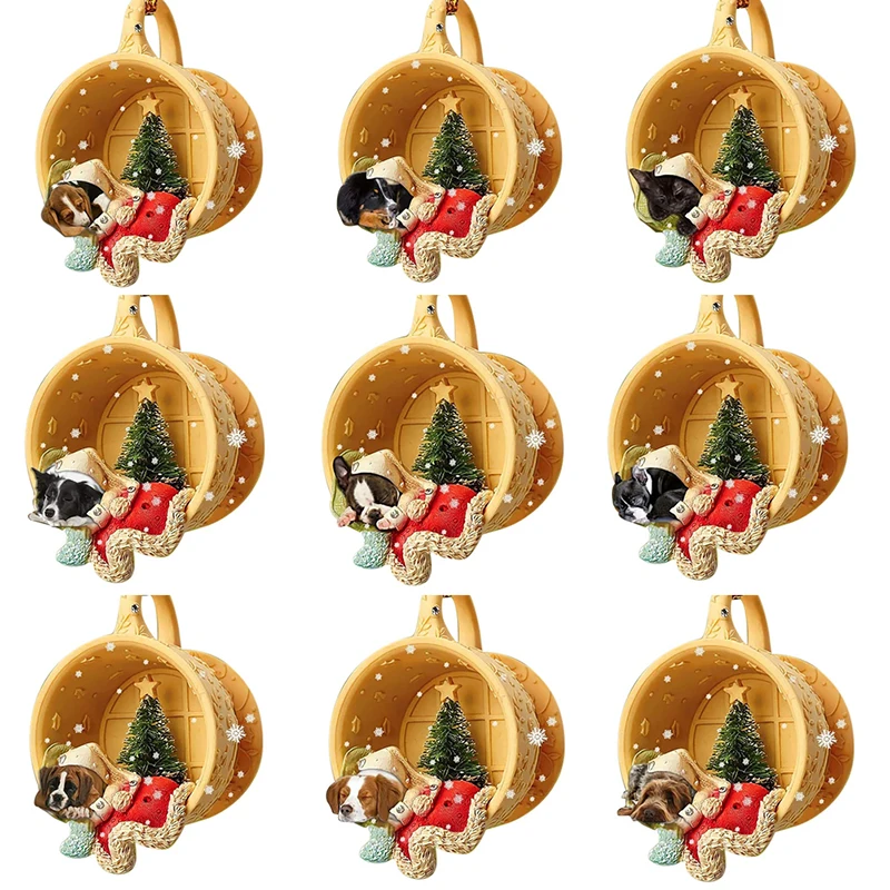 

1 шт., Новогодняя акриловая подвеска на елку, милая собака, животное, капля, украшение, новый год, праздничный товар, украшение комнаты, рождественский подарок