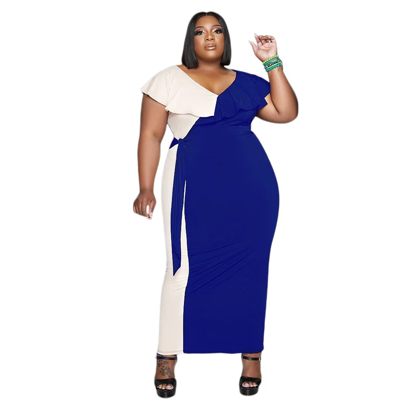 

Lace Up High Waist Dress Women Fashion Patchwork Sleeveless Robes 2022 New V Neck Street Style Casual Summer Maxi Dress Vestidos