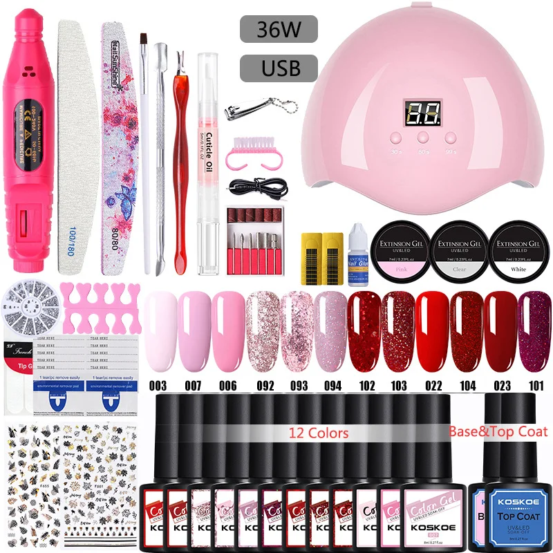 

Acrylic Gel Poly Nail Gel Kit Nail Extension Glitter Gel Nail Gel UV Building Jelly Gel Polish Enhancement Manicure Set