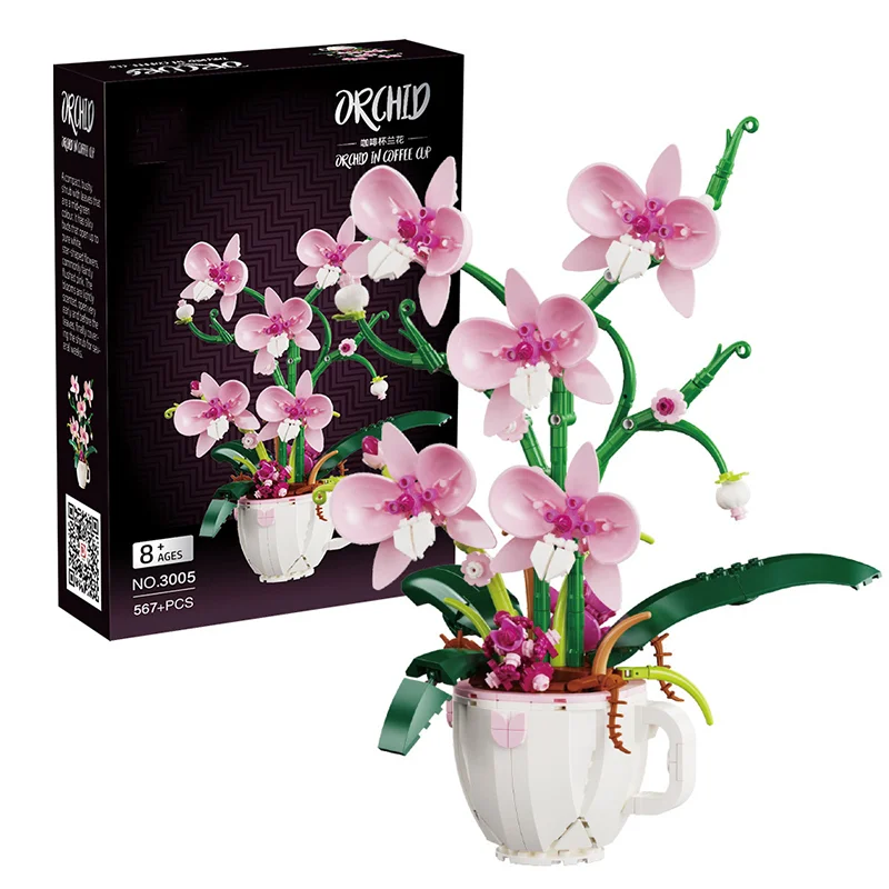 Букет цветов набор строительных блоков блок бонсай модель растения кирпичи