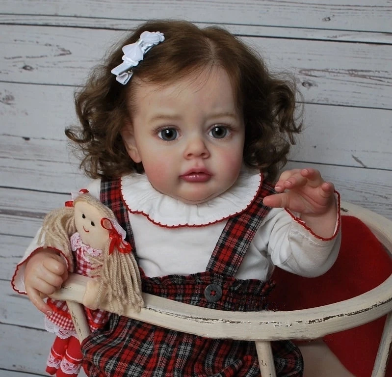 

50CM Finished Doll Reborn Chloe 3D Skin Hand Rooted Brown Hair Neutral Silicone Vinyl Cloth Body Princess Doll