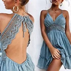 Женское сексуальное кружевное вечернее платье с лямкой на шее, Элегантный Богемный Летний Пляжный Сарафан