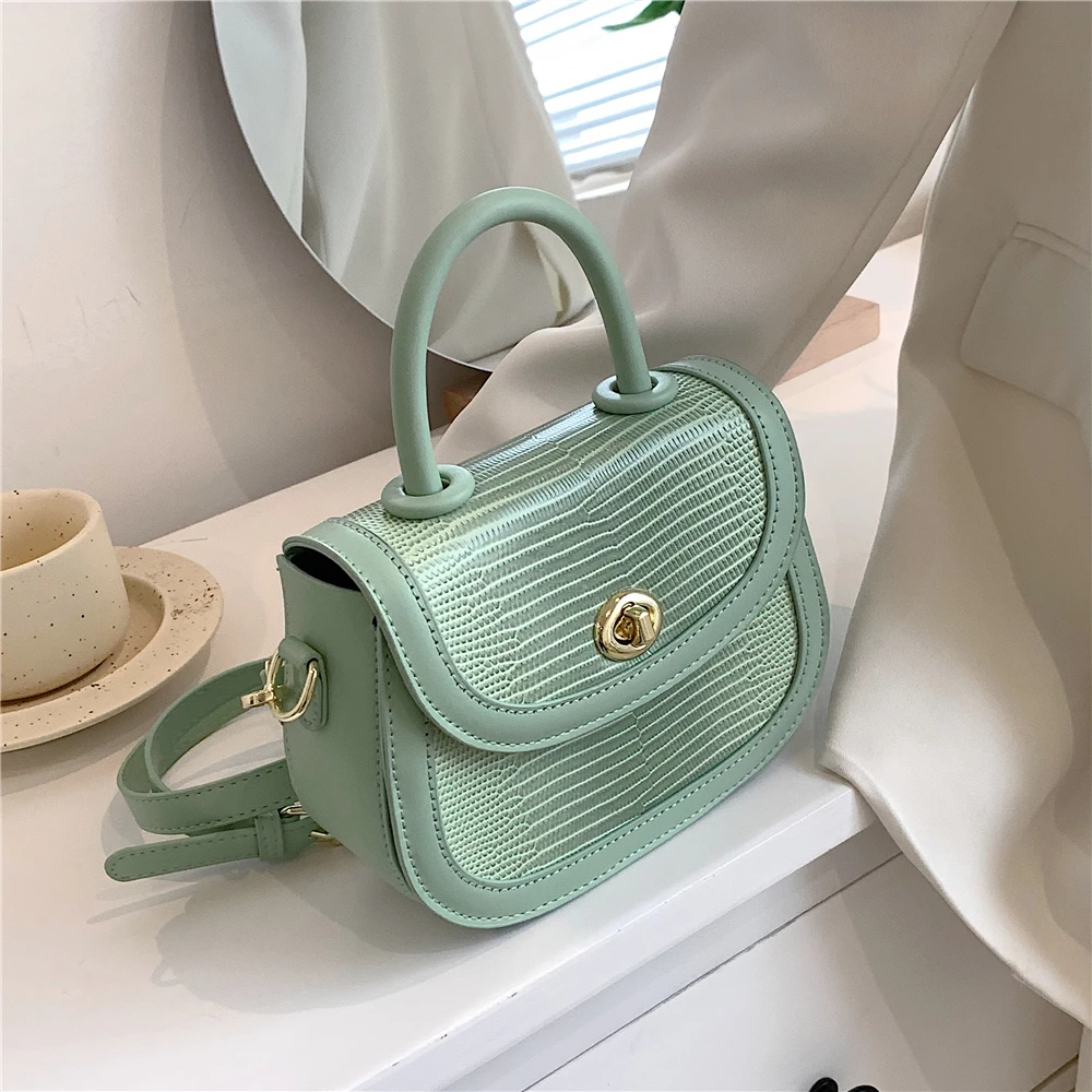 

Luxury Brand Lizard Pattern Small Top Handle Bags For Women Designer Handbags 2022 Trendy Fashion Saddle Shoulder Crossbody Bags
