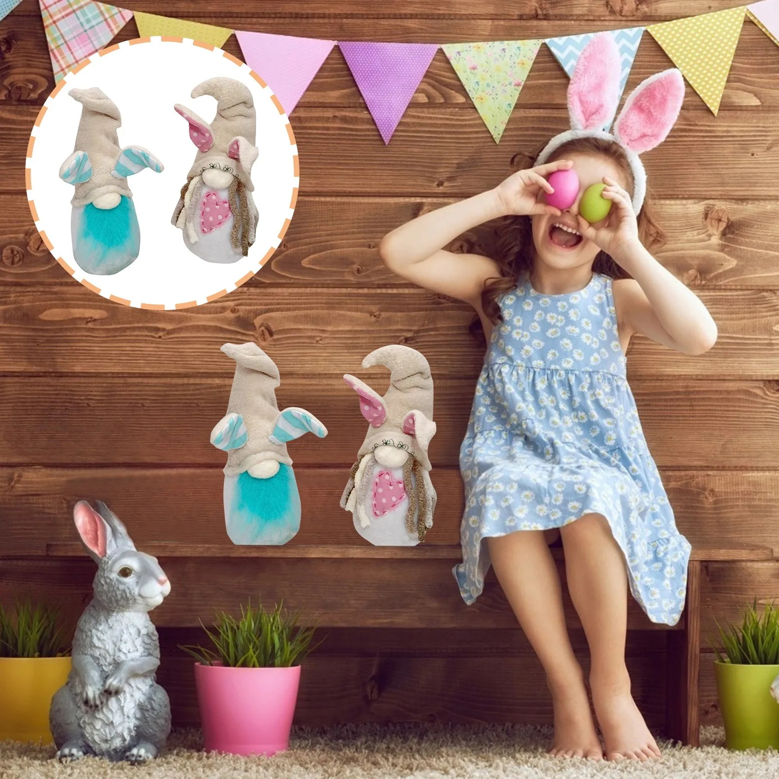 

Easter Cartoon Bunny Shape Cute Faceless Doll Decoration Ornaments 2pc