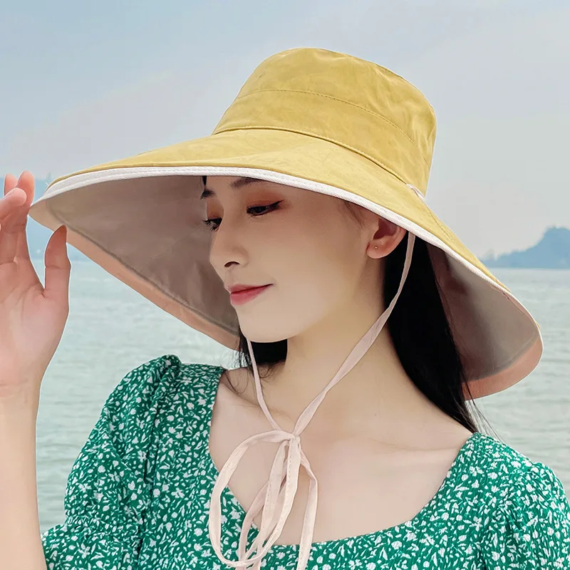 

Шляпа Женская Солнцезащитная с козырьком, модная пляжная Панама с широкими полями для девушек, с защитой от ультрафиолета, UPF50 +, летняя