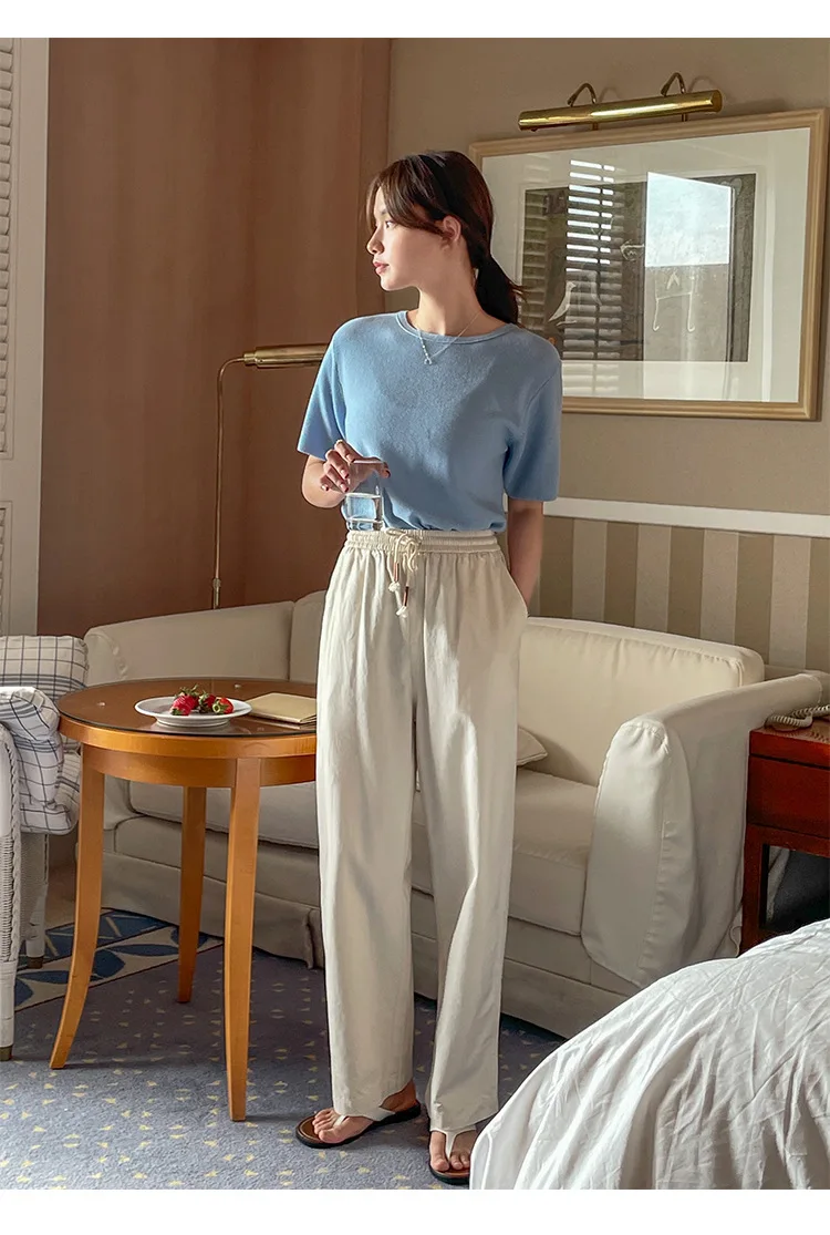 

2022 NEW FASHION WOMEN Summer all-match round neck casual short-sleeved solid color T-shirt 2022