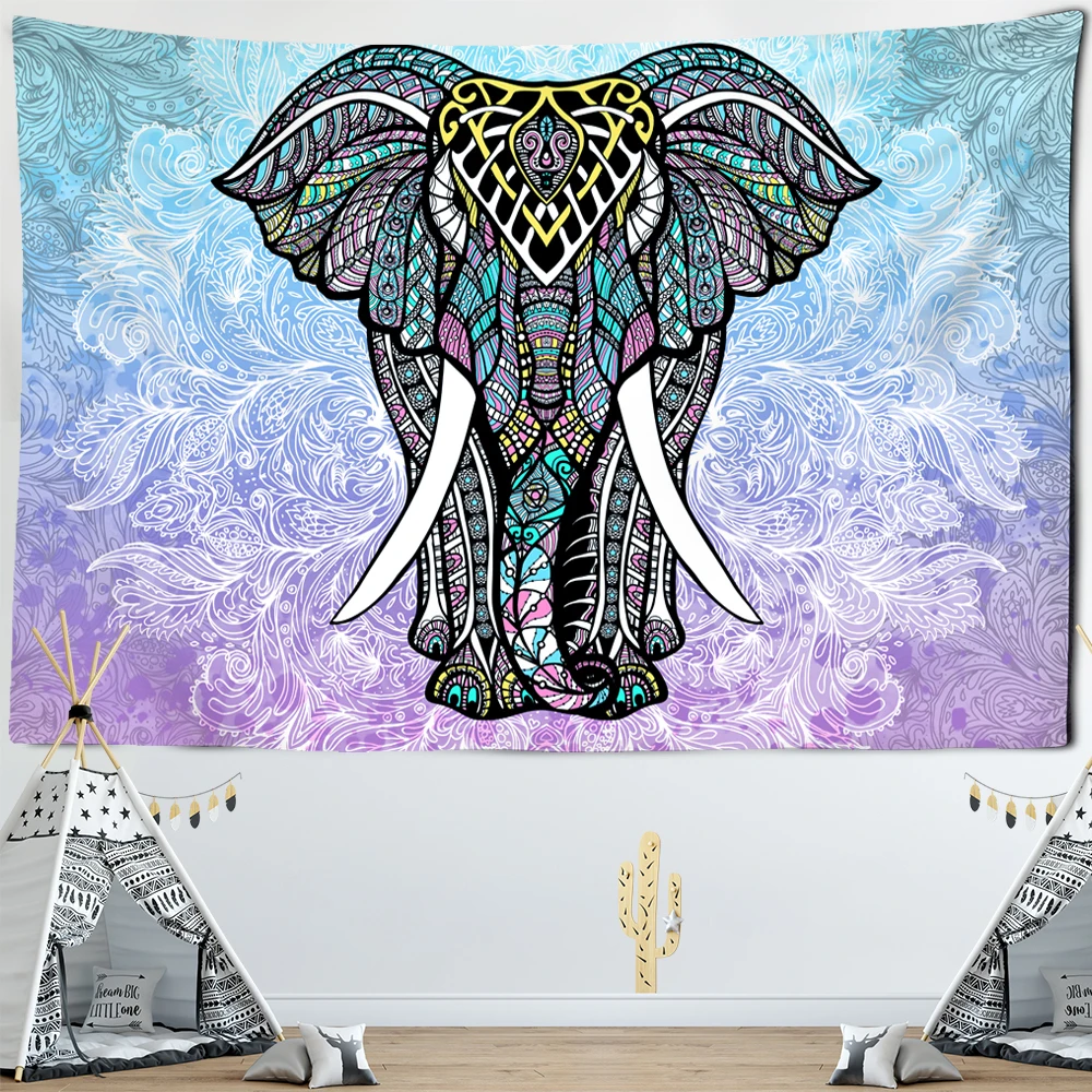 

Style Elephant Tapestry Wall Hanging Yoga Mat for Home Bedroom Decor Mandala Psychedelic Polyester Tapestry