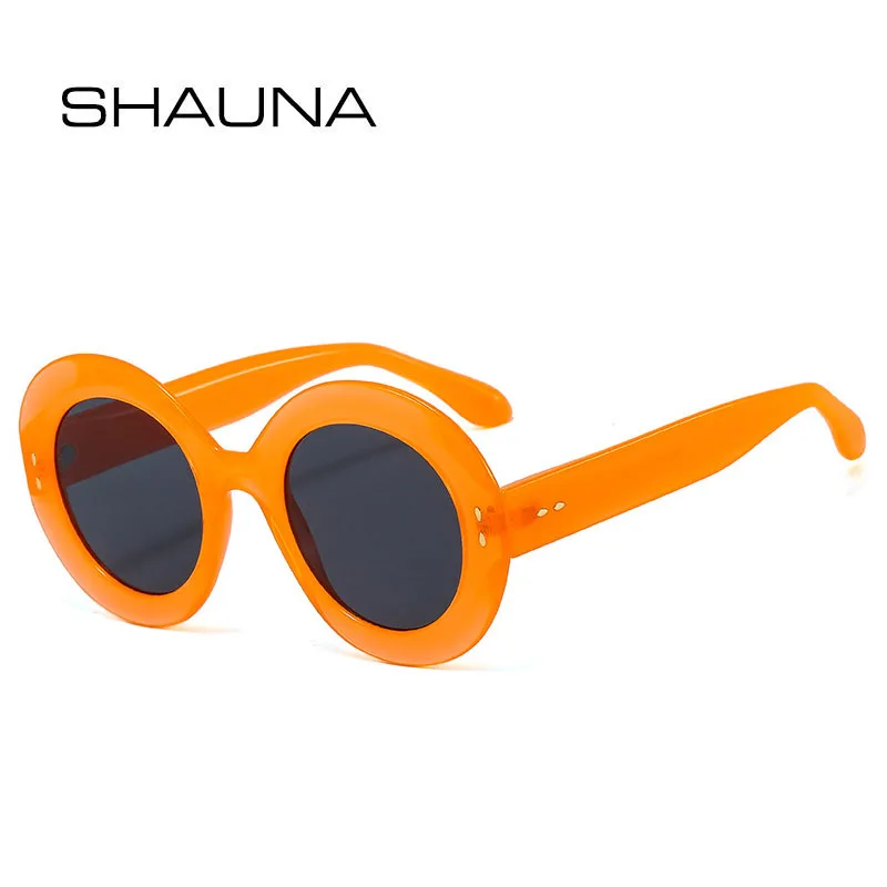 

Мужские и женские очки с заклепками SHAUNA, круглые цветные Винтажные Солнцезащитные очки с градиентными линзами и декоративными заклепками, ...