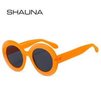 shauna fashion round colorful sunglasses women vintage rivets decoration gradient shades uv400 men oval orange pink sun glasses