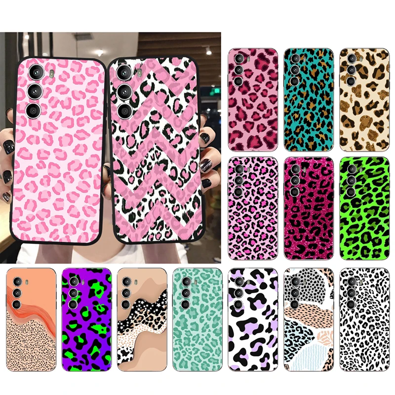 

Phone Case for Motorola G22 G60 G52 G100 GStylus G30 G10 G20 G50 GPure E32 E20 E40 E7Power Edge20lite Pro OneAction Pink Leopard