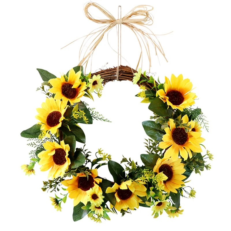 

Artificial Sunflower Wreath Garland Hanging Door Ceremony Home Party Decor Front Door Hanging Decor Wreath With Leaves