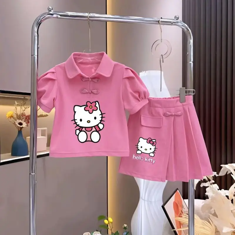 2 шт. аниме Sanrioed юбка с коротким рукавом наряд Hellokittys Kuromi Милая Jk модное платье