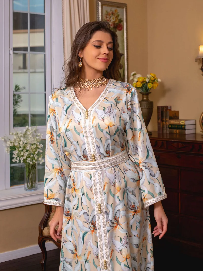 Caftan Marocain Abaya Dubai Turkey Islam Kaftan Muslim Hijab Dress African Dresses for Women Robe Arabe Musulman Djellaba Femme