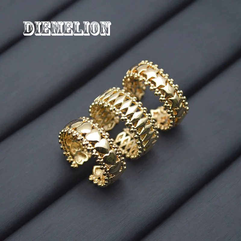 

10pcs/Lot Simple Hollow Pentagram Star Heart Rings for Women Minimalist Open Ring Trend Wedding Aesthetic Jewelry Christmas Gift