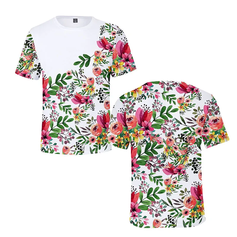 

Lianshuo 2022 Summer Men's Clothing Oversized T-shirt Short Sleeve O-Neck Cool Beach Hawaii Casual Flowers Print 3D Street Tops