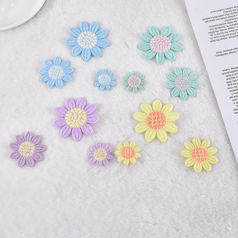 15 шт. Симпатичные вышитые яркие цветочные тканевые нашивки сделай сам наклейки с