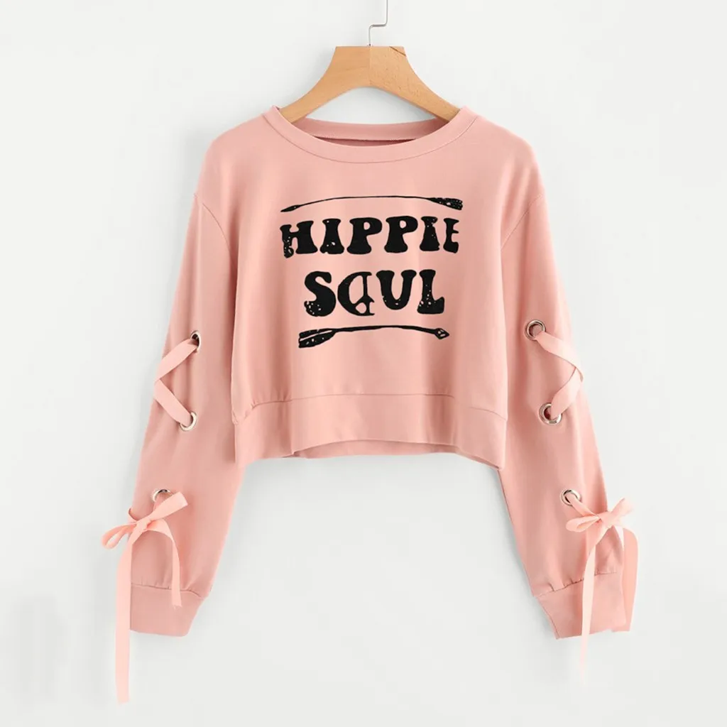 

2023HOT JTFANAutumn Sweatshirts For Women 2019 Letter Printed O-neck Female Jumper Pullover Casual Long Sleeve Elegant Clothes