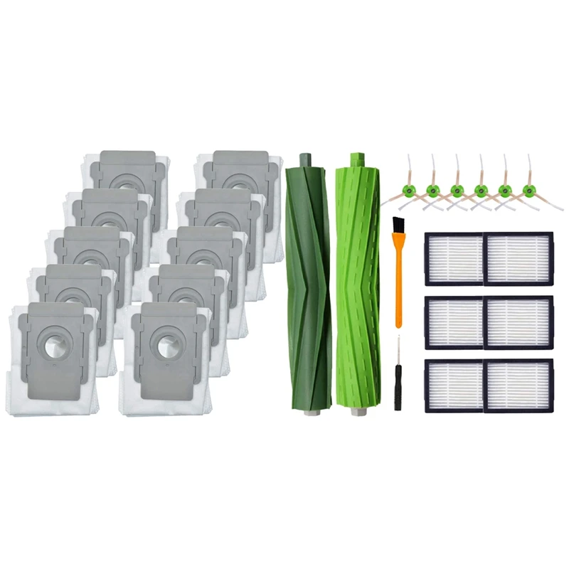 

10 Packs Vacuum Bags For Irobot Roomba I7 I7+/Plus S9+ (9550) & 1Set Roll Brush, Side Brush, Filter