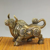 pure bull zhaocai brass bull gifts yellow bull antique antique ornaments of wall street feng shui niu