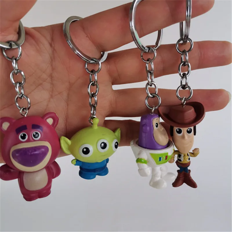 

Cartoon Movie Toy Story 4 Woody Buzz Lightyear Anime Mini Action Figure Keychain Jessie Alien Key Ring Toys Model Doll
