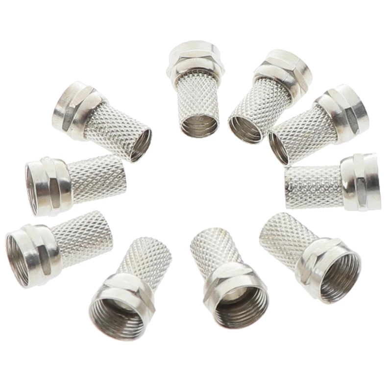 

10Pcs 75-5 F Connector Screw On Type For RG6 Satellite TV Antenna Coax Cable