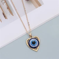 heart blue evil eye pendant necklaces for women round star geometric lucky turkish eye charm choker clavicle chain jewelry gifts