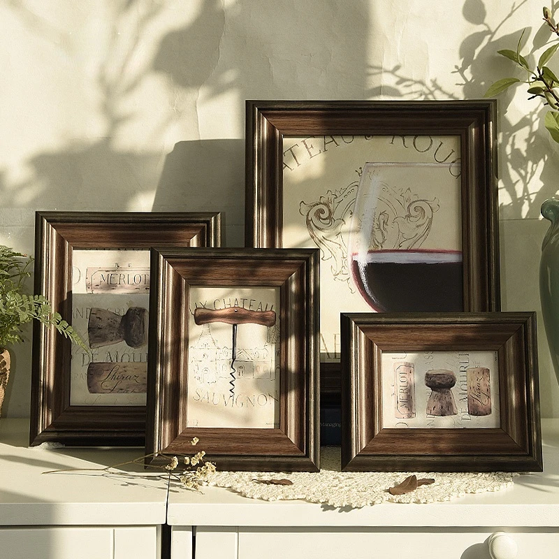 

Wood Picture Frames Vintage Style Rectangle Traditional Chinese Single-frame Classic Quadros Decorativos Home Decoration BD
