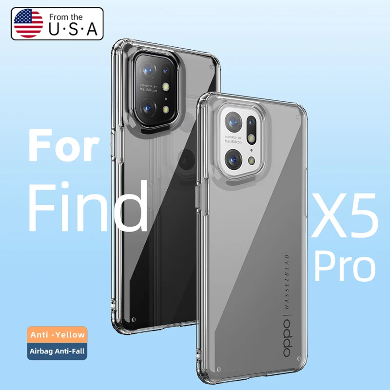 

For OPPO Find X5 Pro Case Shockproof Transparent Crystal Clear Hard PC+TPU Shell for Find X5