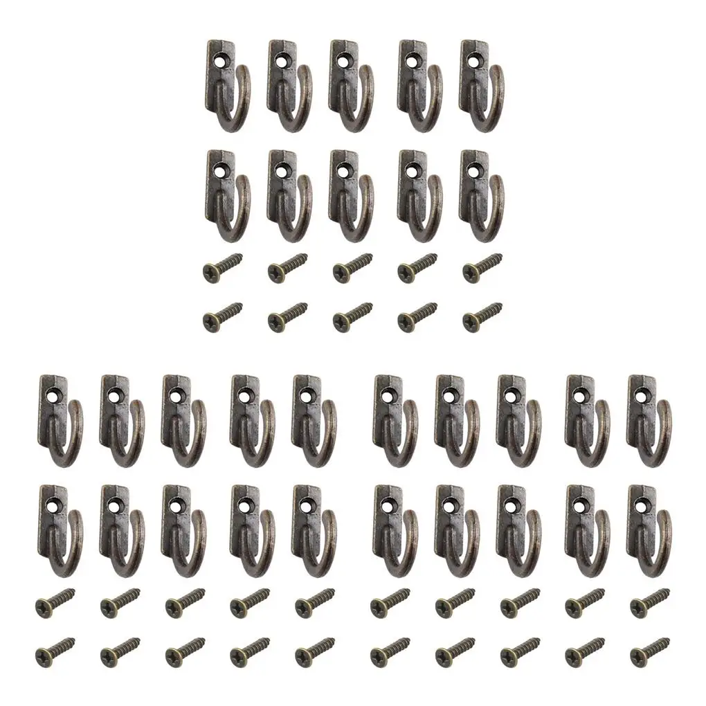 

10/20/30pcs Hanging Hooks Zinc Alloy Wall-mounted Screws Clothes Towels Hangers Kit Household Kitchen Bedroom Living Room Hotel