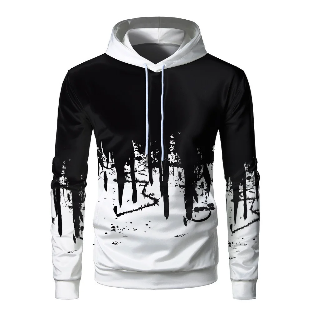 

Sports Inkjet Dyeing Hoodie Men's Long Sleeve One Piece Sweatshirt