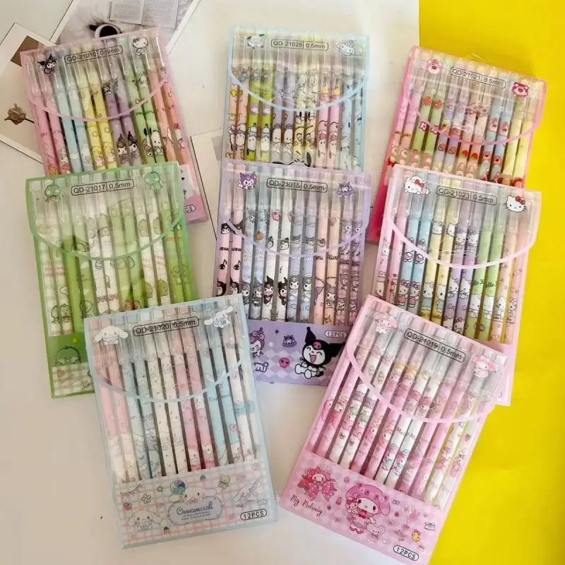 

Kawaii Sanrio Hellokitty My Melody Kuromi Student Stationery Cartoon Gel Pen Black Signature Pen 0.5Mm Erasable Smooth Writing