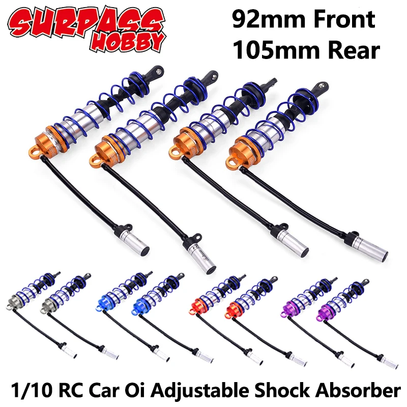 

ZD Racing Oil Adjustable Shock Absorber 92mm Front & 105mm Rear Damper Suspension for 1/10 RC Car Parts Truck Crawler Axial TRX4