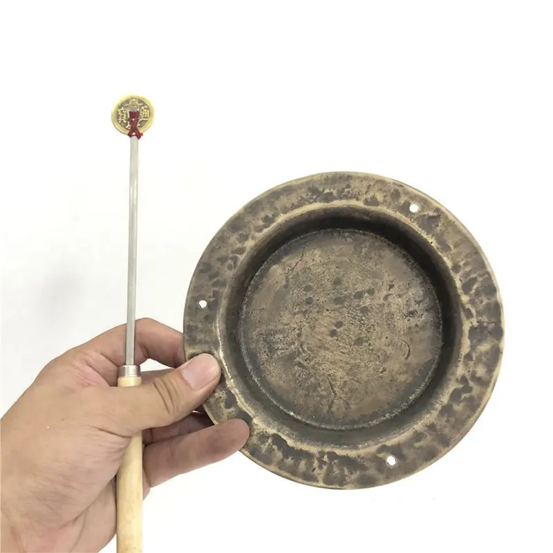 

15CM Gong Handmade Bronze Buddhist Scripture Meditation Thicken Chinese Traditional Religious Percussion Musical Instrument 2022