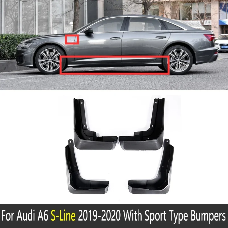 

Переднее и заднее автомобильное Брызговики для Audi A6 S-Line Sport C8 2019 ~ 2020, брызговики, брызговики, аксессуары 5-го поколения