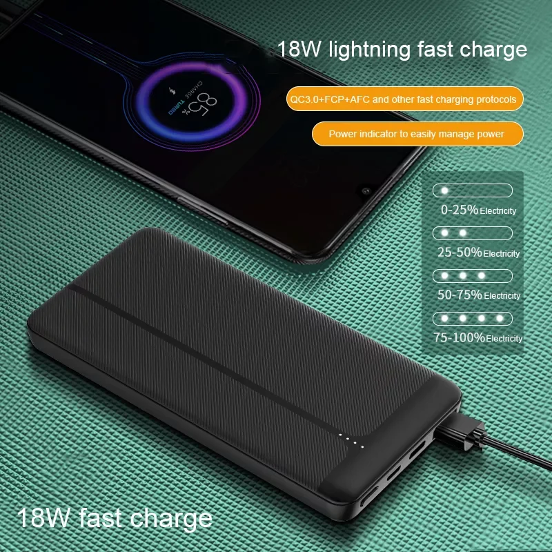

10000mAh Power Bank PD20W Two-way Fast Charge Ultra-thin Portable Powerbank Large Capacity External Battery for Xiaomi повербанк