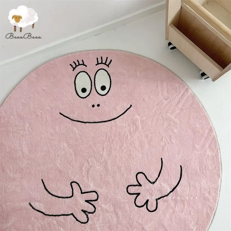 

Розовый круглый ковер для гостиной, пушистые детские коврики для спальни, пушистый детский игровой коврик для детей, мягкие плюшевые коврик...