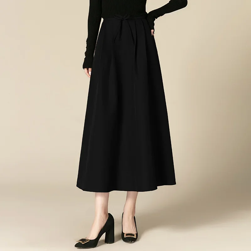 SUCH AS SU Женская осенне-зимняя черная красная юбка трапециевидной формы с высокой