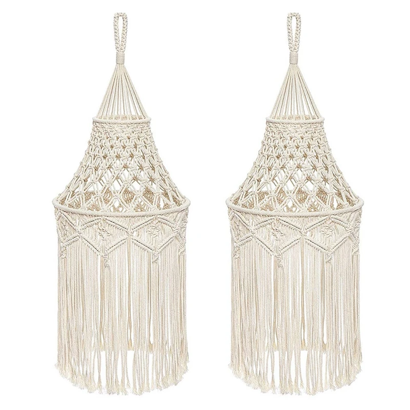 

4X Macrame Lamp Shade Hanging Pendant Light Cover Modern Office Bedroom Living Room Nursery Dorm Room