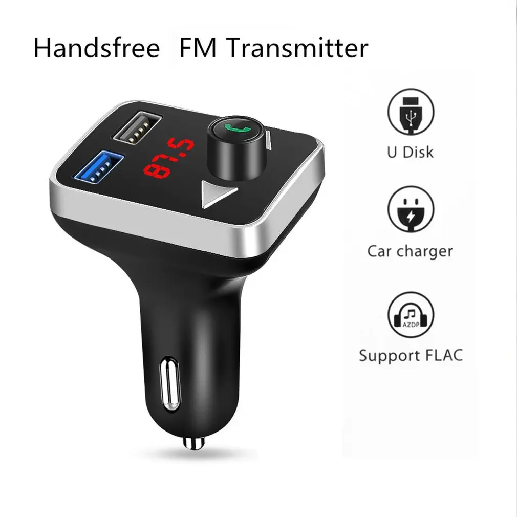 

Car FM Transmitter Bluetooth-Compatible 5.0 Wireless Handsfree Car Audio Receiver MP3 Player USB Fast Charger Car Accessories