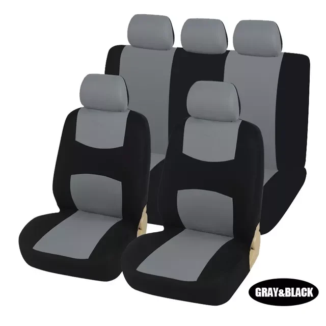 

Accesorios Para Auto Seat Covers Set for Auto, Truck, Van, SUV - Polyester, Compatible, Universal Fit (Light Blue 9-Pieces)