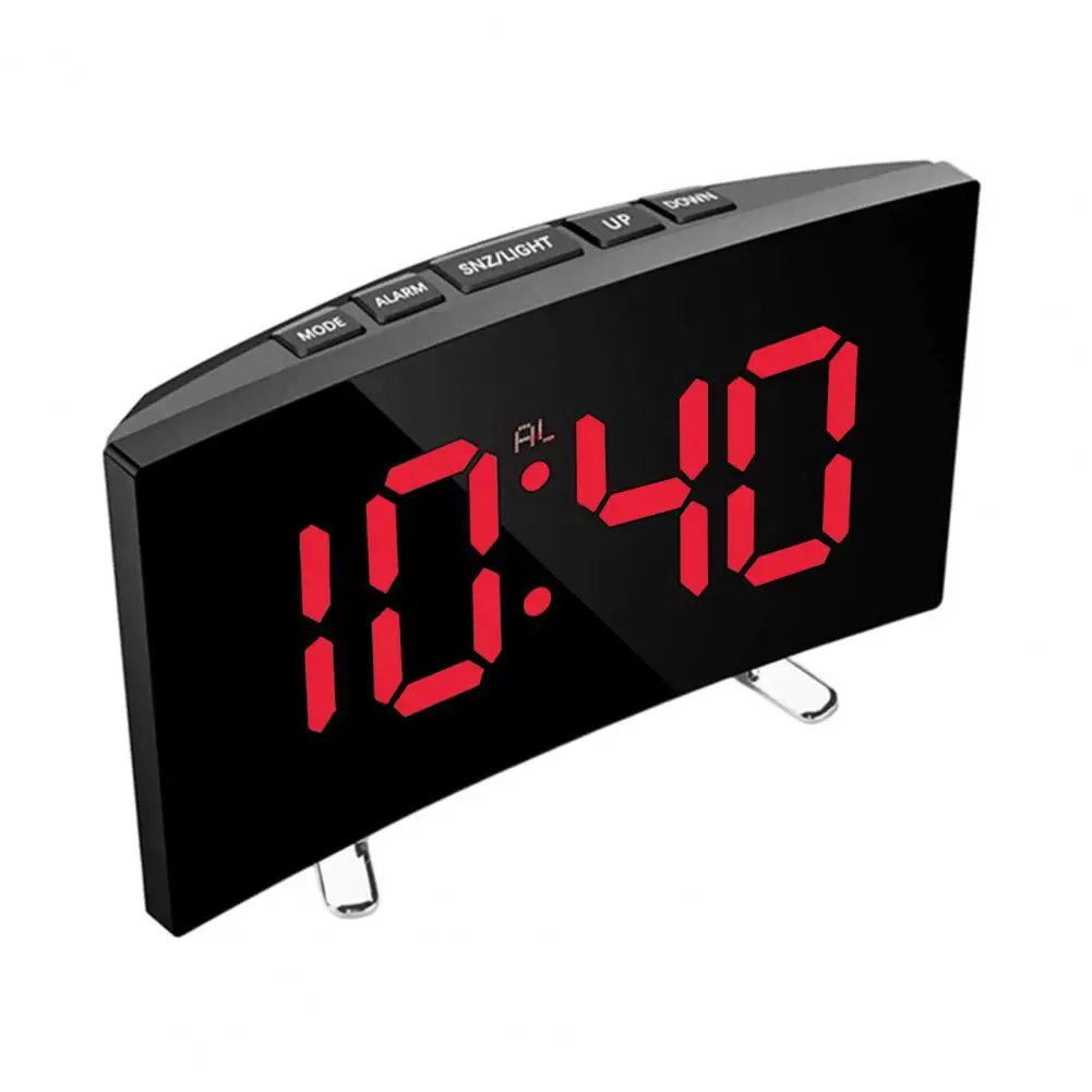 Led Curved Screen Digital Alarm Clock Sleek Design 24h Snooze Clock For Home Bedroom