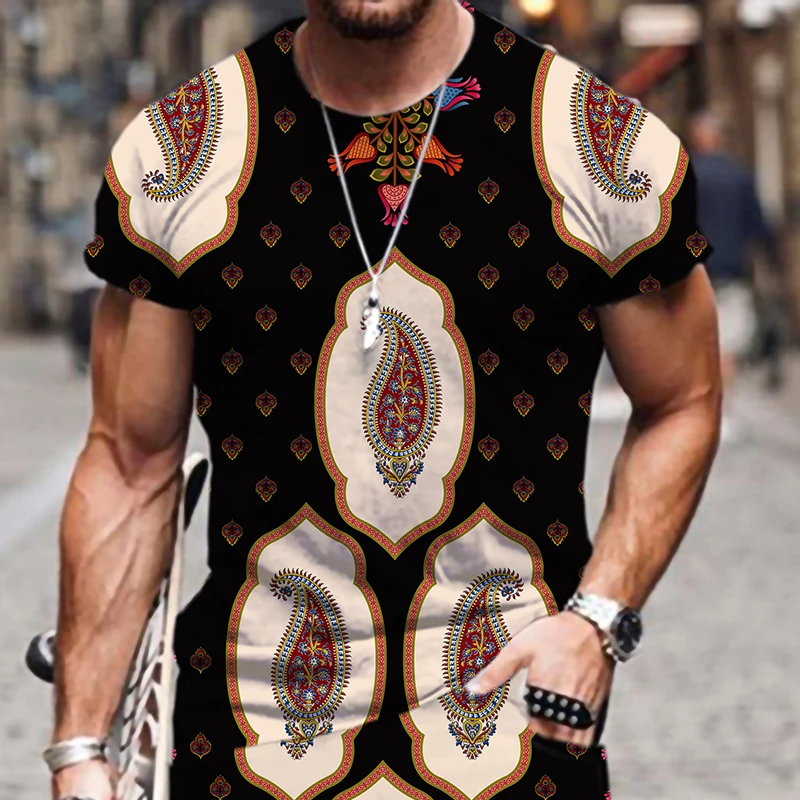 2022 модная футболка с 3D принтом Персидского узора маленькими цветами летняя